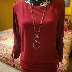 Gibson 3/4 sleeve lightweight red sweater